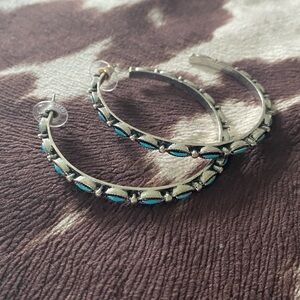 Silver and teal earrings